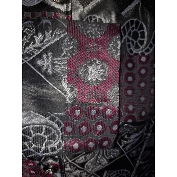 Tudor Court Button Up Black Gray and Maroon Tapestry Blazer Size Large - Picture 3 of 7